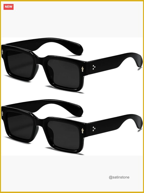 Chunky Rectangle Sunglasses UV400 Protection Acetate Frame